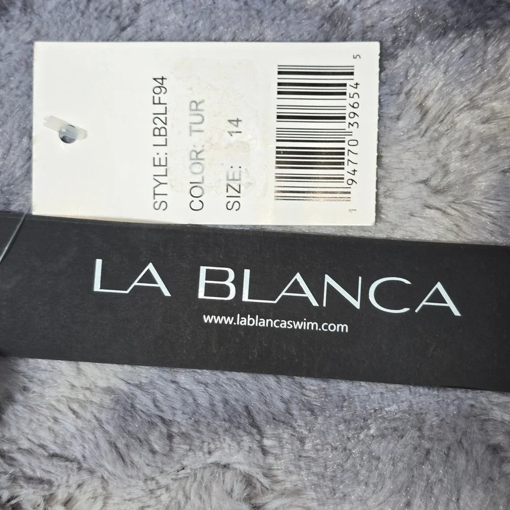 NWT La Blanca Ombre‎ Side Tie Bikini Bottoms Turquoise Teal LB2LF94 Size 14